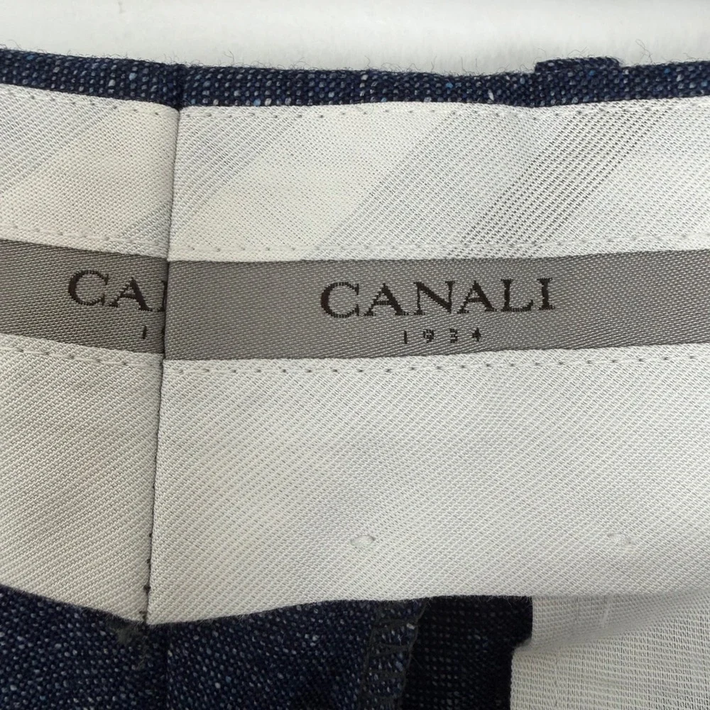 Canali 1934 Blue Melange‎ Textured Flat Front Dress Pants Mens 33x27.5 Luxury